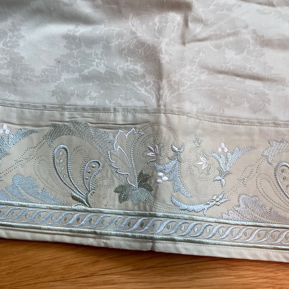Chris Madden Sea Foam green valance with embroidery